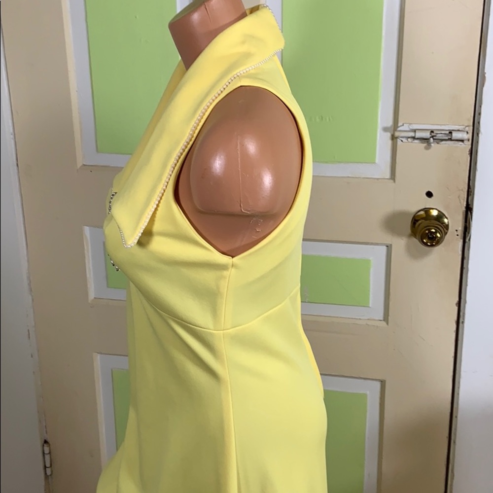 VINTAGE PEARL sleeveless bridesmaid dress yellow 4 - Picture 5 of 7